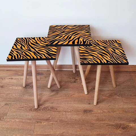 Set masute 3 piese, Hanah Home, 3Shp149, Portocaliu/Negru