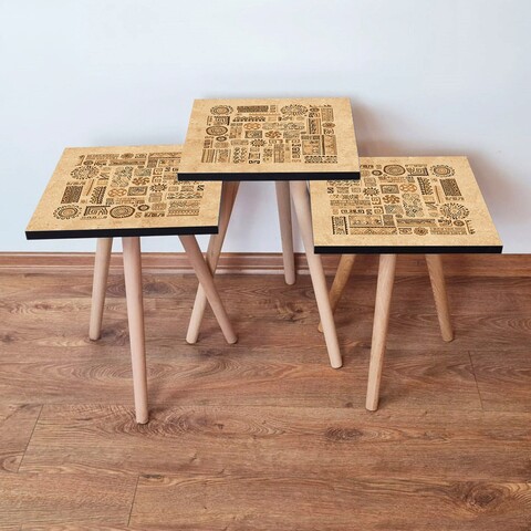 Set masute 3 piese, Hanah Home, 3Shp153, Camel/Maro