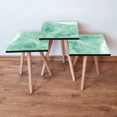 Set masute 3 piese, Hanah Home, 3Shp179, Verde/Alb