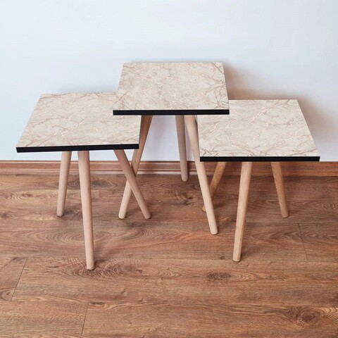 Set masute 3 piese, Hanah Home, 3Shp180, Bej