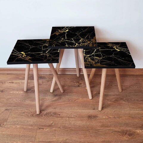 Set masute 3 piese, Hanah Home, 3Shp184, Negru