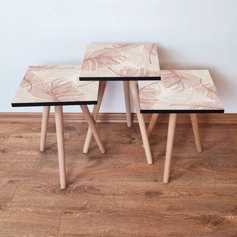 Set masute 3 piese, Hanah Home, 3Shp188, Bej / Crem