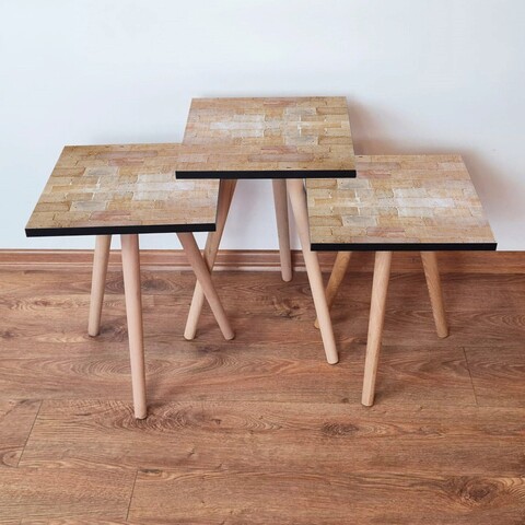 Set masute 3 piese, Hanah Home, 3Shp223, Bej