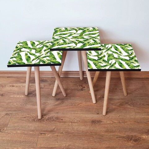 Set masute 3 piese, Hanah Home, 3Shp253, Verde/Alb