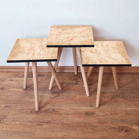 Set masute 3 piese, Hanah Home, 3Shp254, Bej