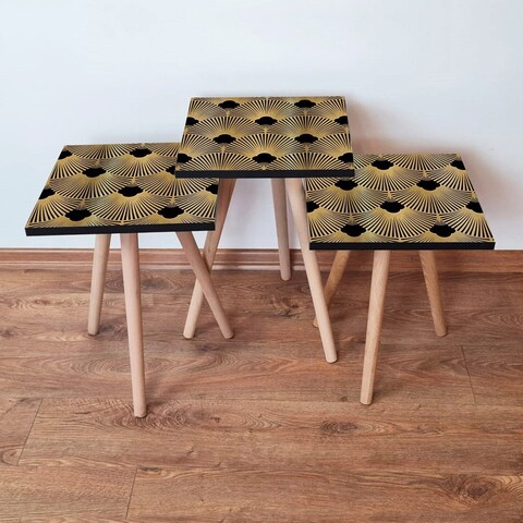 Set masute 3 piese, Hanah Home, 3Shp266, Negru