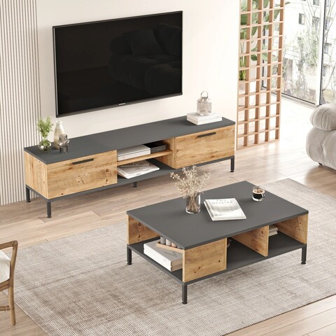 Set mobilier living, Locelso, Rl5-Aa, PAL, Pin Atlantic / Antracit