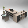 Set mobilier de birou, Locelso, Vo10-Ob, PAL, Stejar / Negru