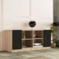Set mobilier de birou, Locelso, Vo10-Ob, PAL, Stejar / Negru