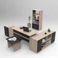 Set mobilier de birou, Locelso, Vo15-Ob, PAL, Stejar / Negru