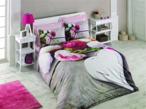 Lenjerie de pat dubla Florenta, Cotton Box, 4 piese, 240 x 260 cm, 100% bumbac ranforce, multicolora