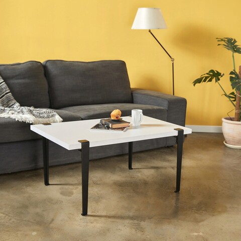 Masuta de cafea, Logg, Neda, 90x45x60 cm, PAL, Alb/Negru