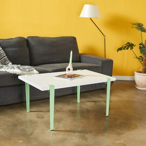 Masuta de cafea, Logg, Neda, 90x45x60 cm, PAL, Alb / Menta / Verde