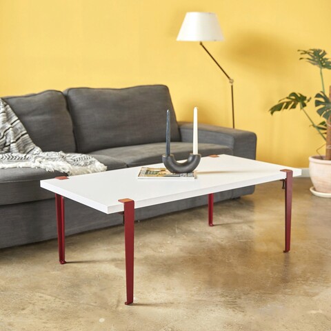 Masuta de cafea, Logg, Fonissa, 120x45x60 cm, PAL, Alb / Burgundia