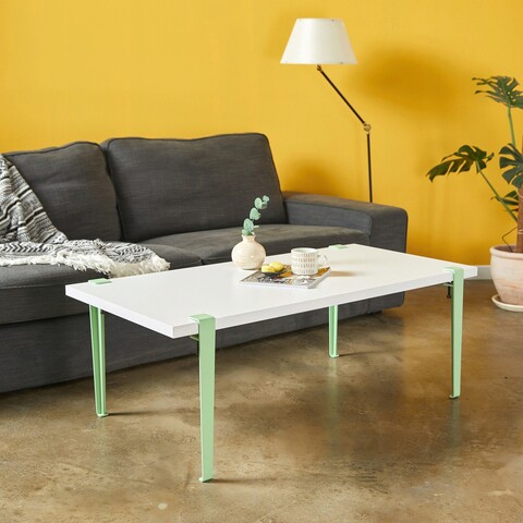 Masuta de cafea, Logg, Fonissa, 120x45x60 cm, PAL, Alb / Menta / Verde