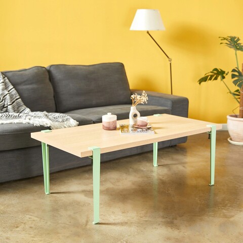 Masuta de cafea, Logg, Fonissa, 120x45x60 cm, PAL, Lemn / Verde menta