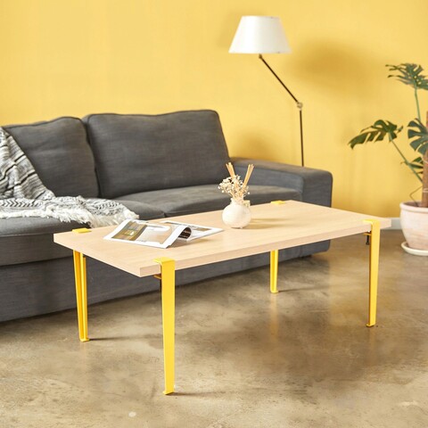 Masuta de cafea, Logg, Fonissa, 120x45x60 cm, PAL, Lemn / Galben