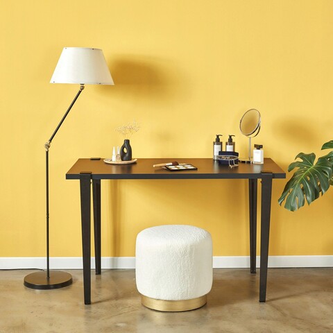 Masa de machiaj, Logg, Elaea, 90x75x45 cm, PAL, Antracit / Negru