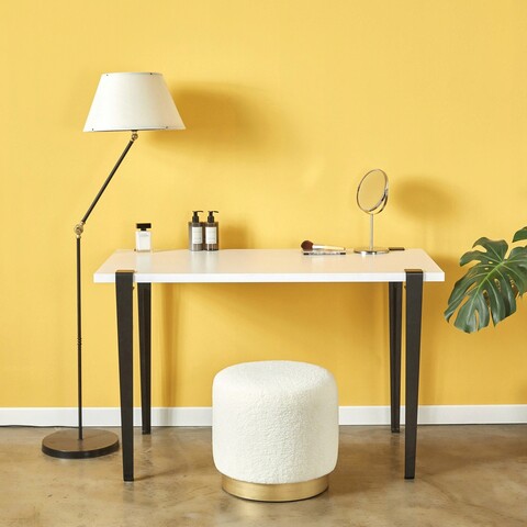 Masa de machiaj, Logg, Elaea, 90x75x45 cm, PAL, Alb/Negru