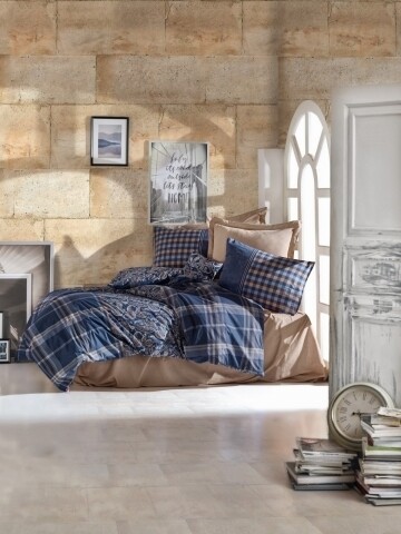 Lenjerie de pat dubla, 4 piese, 100% bumbac ranforce, Cotton Box, Silvio