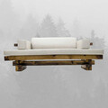 Canapea 2 locuri, Massive Design, Luna, 220x50x80 cm, Maro/Alb