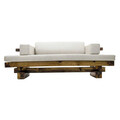 Canapea 2 locuri, Massive Design, Luna, 220x50x80 cm, Maro/Alb