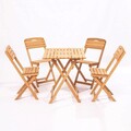 Set masa si scaune de gradina 5 piese, Meya Dekor, My004, Lemn de fag, Maro