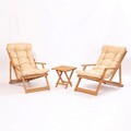 Set mobilier de gradina 3 piese, Meya Dekor, My007, Lemn de fag, Maro / Crem