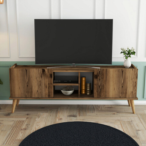 Comoda TV, Mezza, Carmen, 150x52x34 cm, Maro inchis