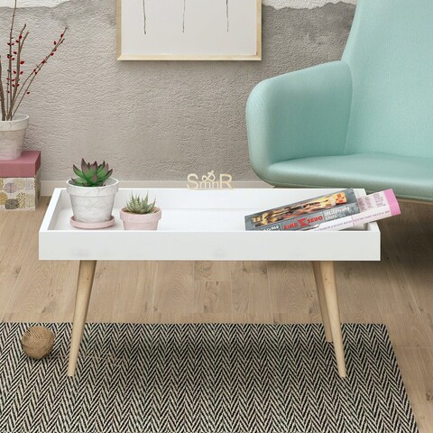 Masuta de cafea, Mod Design, Cross, 80x48 cm, PAL, Alb