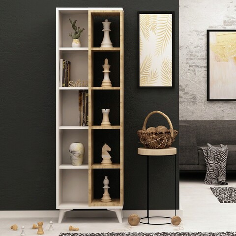 Corp biblioteca, Mod Design, Enzamu, 50x162x25 cm, PAL, Alb