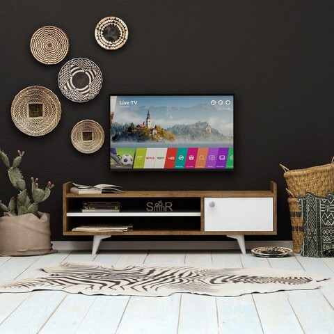 Comoda TV, Mod Design, Ticaba, 120x47x35 cm, PAL, Stejar / Alb