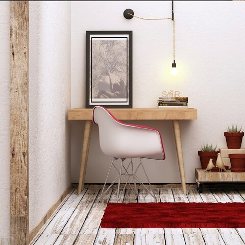 Birou, Mod Design, Valencia, 100x74x60 cm, PAL, Stejar / Alb