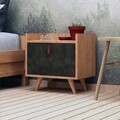Noptiera, Mod Design, Juuna, 50x55x40 cm, PAL, Stejar / Gri închis