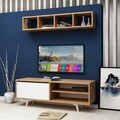 Comoda TV, Mod Design, Duku, PAL, Stejar / Alb