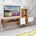 Comoda TV, Mod Design, Kumkuat, PAL, Stejar / Alb