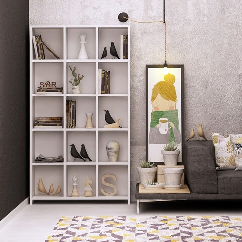 Corp biblioteca, Mod Design, Pritone, 90x160x25 cm, PAL, Alb
