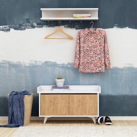 Cuier de perete, Mod Design, Stato, PAL, Stejar / Alb