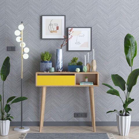 Bufet, Mod Design, ARLET, 100x94x30 cm, PAL, Stejar / Galben