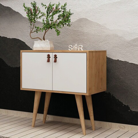 Consola, Mod Design, Rebecca, 80x80x40 cm, PAL, Stejar / Alb