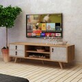 Comoda TV, Mod Design, Seva, 120x53x40 cm, PAL, Stejar / Alb