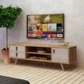 Comoda TV, Mod Design, Seva, 120x53x40 cm, Stejar / Alb