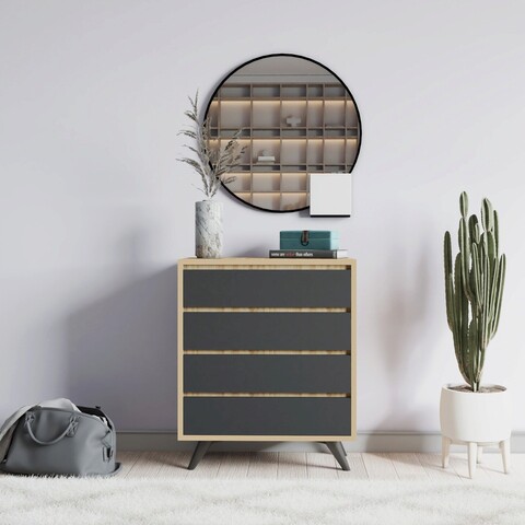 Dulap, Mod Design, Suvera, 70x86x40 cm, PAL, Stejar / Antracit