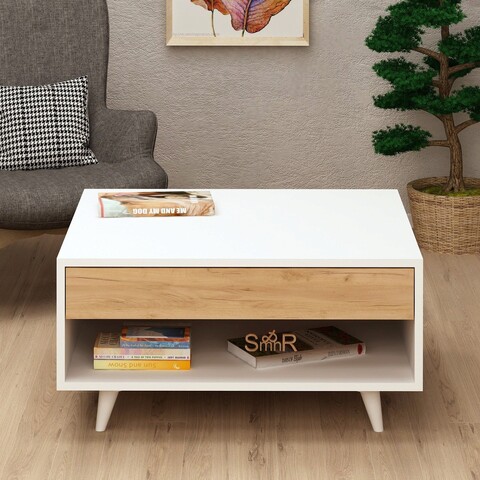 Masuta de cafea, Mod Design, Silla, 80x40x80 cm, PAL, Stejar / Alb