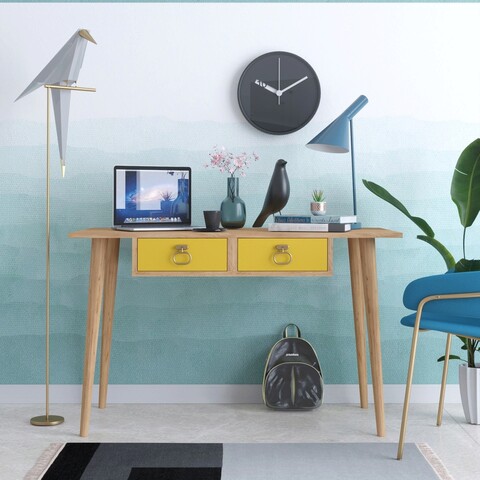 Birou, Mod Design, NEA, 120x74x60 cm, PAL, Stejar / Galben