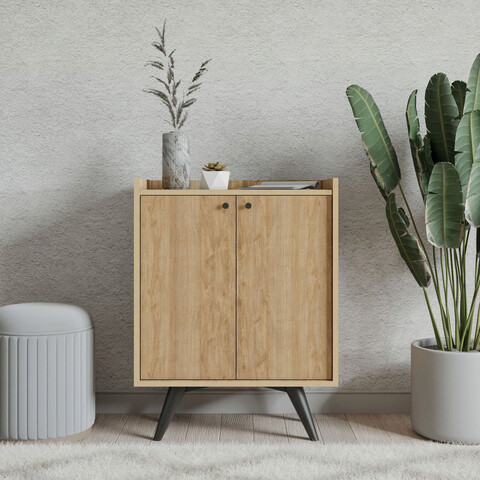 Dulap multifunctional, Mod Design, Seul, 70x40x91 cm, PAL, Stejar / Negru