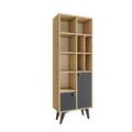Corp biblioteca, Mod Design, Lasko, 60x170x30 cm, PAL, Antracit / Stejar
