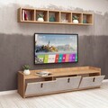 Comoda TV, Mod Design, Sleppa, PAL, Stejar / Alb