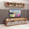 Comoda TV, Mod Design, Sleppa, Stejar / Alb