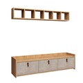 Comoda TV, Mod Design, Sleppa, PAL, Stejar / Alb